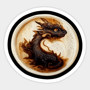 HyperRealistic Of Coffee Art Cute Dragon In Circle Sticker